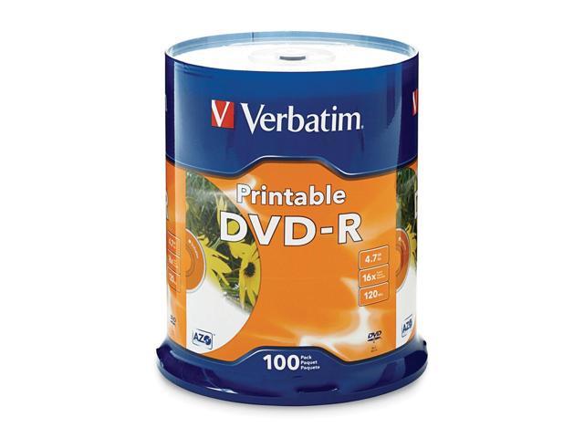 Verbatim 4.7GB 16X DVD-R Inkjet Printable 100 Packs Disc Model 95153