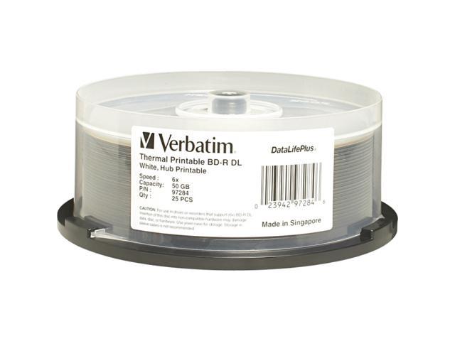 Verbatim 50GB 6X BD-R DL Thermal Printable 25 Packs Spindle Disc Model 97284