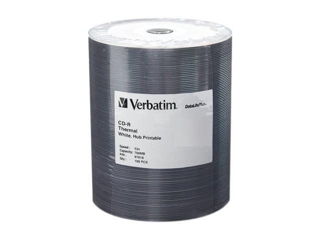 Verbatim DataLife Plus 700MB 52X CD-R White Thermal Hub Printable 100 ...