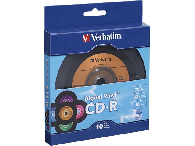 Verbatim Digital Vinyl CD Recordable Media - CD-R - 52x - 700 MB - 10 Pack Box - Bulk