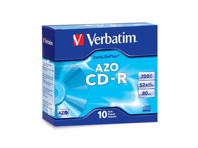 Verbatim 700MB 52X CD-R 10 Packs DataLifePlus Branded Slim Case Disc Model 94760