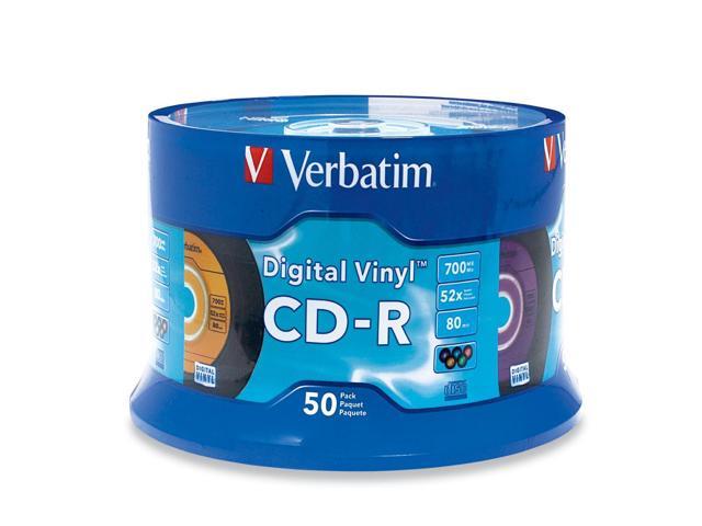 Verbatim Digital Vinyl 700MB 52X CD-R 50 Packs Disc Model 94587 ...