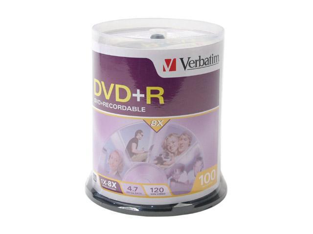 Verbatim 4.7GB 8X DVD+R 100 Packs Spindle High-Speed Quality Disc with Advanced Azo Recording Dye Model 94968
