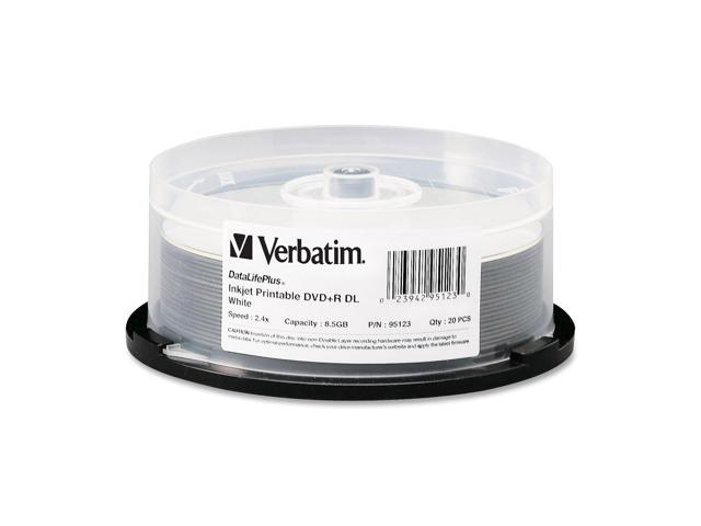 Verbatim DataLifePlus 8 5GB 2 4X DVD R DL White Inkjet Printable 20 