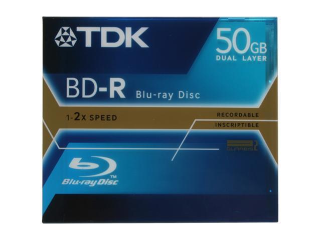 TDK 50GB 2X BD-R Single Jewel Case dual layer Disc Model BD-R50AAX