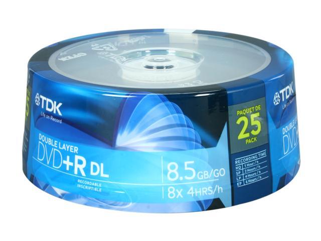 TDK 8.5GB 8X DVD+R DL 25 Packs Spindle Disc Model 48973