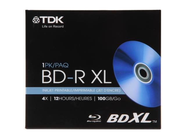 TDK 100GB 4X BD-XL Inkjet Printable Single Jewel Case Disc Model 61928