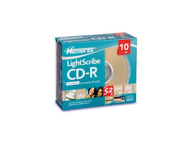 memorex 700MB 52X CD-R LightScribe 10 Packs Jewel Case Disc Model 04731