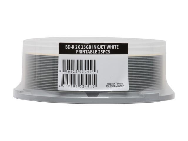 RiDATA 25GB 2X BD-R Inkjet Printable 25 Packs Disc Model BDR-252-IWCB25 ...