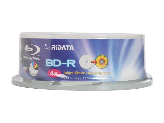 RiDATA 25GB 4X BD-R Inkjet White Hub Printable 25 Packs Disc Model BDR-254-RDIWN-CB25 - OEM