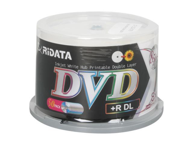 Ritek 8.5GB 8X DVD+R DL Inkjet Printable 50 Packs Disc Model DRD+858 ...