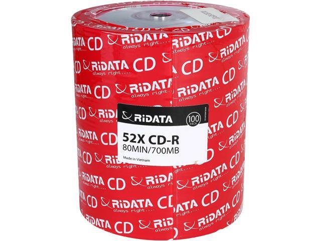 RiDATA 700 MB 52X CD-R 100 Packs Disc Model R80JS52-RDF100