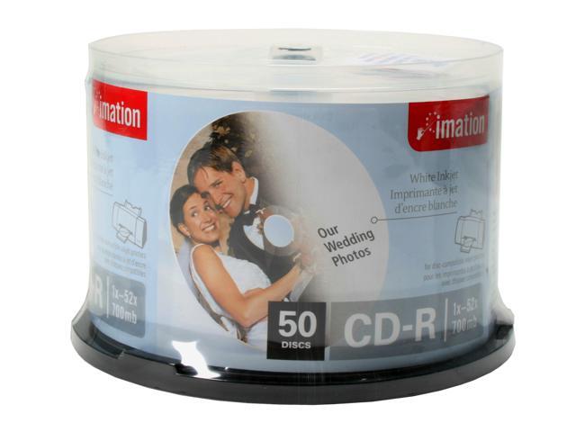 imation 700MB 52X CD-R white Inkjet hub printable 50 Packs Disc Model ...