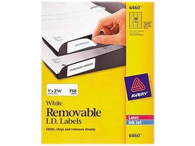 Photo 1 of Avery White Removable ID Labels for Laser and Inkjet Printers , 1" x 2-5/8", Pack of 750