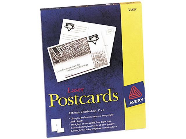 Photo 1 of Avery® 4" x 6" Laser Postcards, Heavy Card Stock, White, 100/Box (05389)