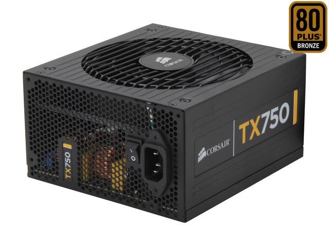 CORSAIR TX Series CMPSU-750TX 750 W ATX12V v2.3 SLI Ready CrossFire Ready 80 PLUS BRONZE Certified Active PFC Compatible with New 4th Gen CPU Certified Haswell Ready