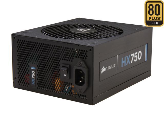 CORSAIR HX Series HX750 750 W ATX12V 2.3 / EPS12V 2.91 SLI Ready CrossFire Ready 80 PLUS GOLD Certified Modular Active PFC Power Supply New 4th Gen CPU Certified Haswell Ready