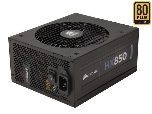 CORSAIR HX Series HX850 850 W ATX12V 2.3 / EPS12V 2.91 SLI Ready CrossFire Ready 80 PLUS GOLD Certified Modular Active PFC Power Supply New 4th Gen CPU Certified Haswell Ready