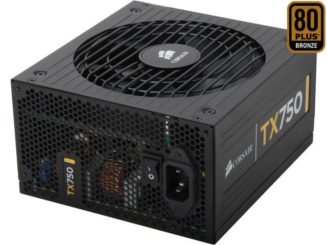 CORSAIR Enthusiast Series TX750 V2 750W ATX12V v2.31/ EPS12V v2.92 80 PLUS BRONZE Certified Active PFC High Performance Power Supply