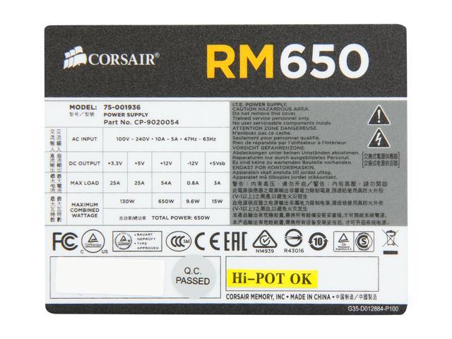 Corsair Rm Series Rm650 650w Power Supply Newegg Com