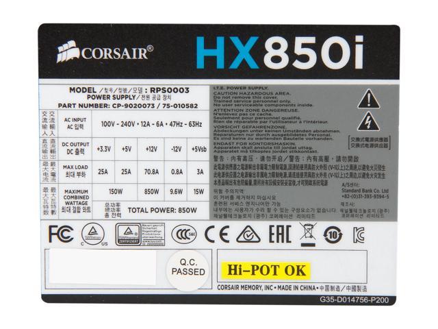 CORSAIR HXi Series HX850i 850W 80 PLUS PLATINUM Haswell Ready Full Modular  ATX12V & EPS12V SLI and Crossfire Ready Power Supply with C-Link Monitoring  