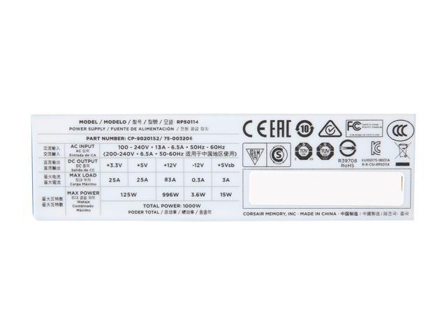 CORSAIR AX Series AX1000 CP-9020152-NA 1000W Power Supply - Newegg.com