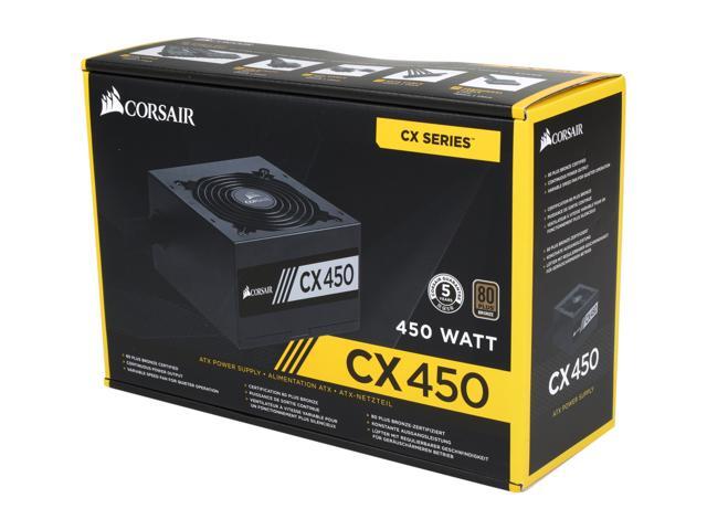 Corsair CX Series 450 Watt 80 Plus Bronze Certified Non-Modular Power Supply ...