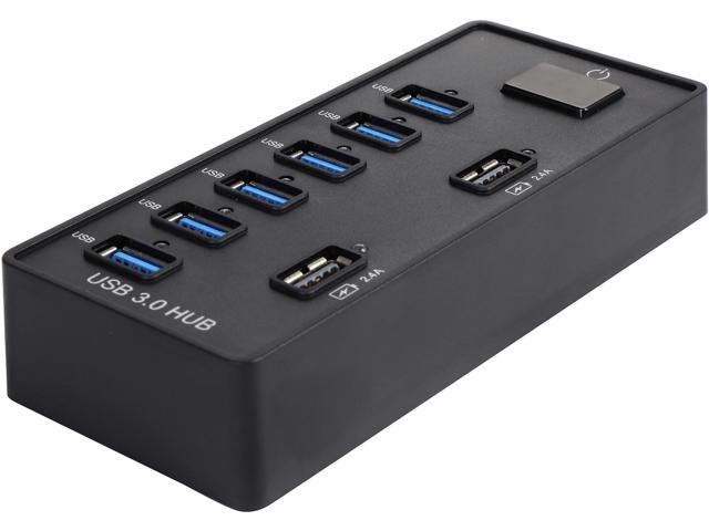 BYTECC U3-6CHUB USB 3.0 Super Speed 6 Ports HUB 5Gbps Data Rate & 2x 2.4a Charging Port With a 60 Watts (12V;5A) Power Adapter