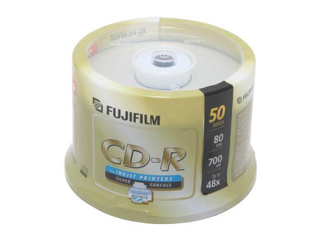 FUJIFILM 700MB 48X CD-R Inkjet Printable 50 Packs Silver Surface Disc ...