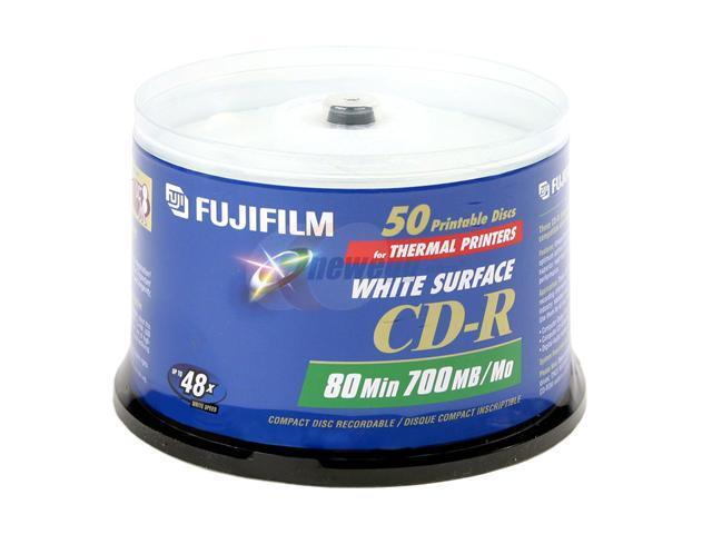 FUJIFILM White Surfaces For Thermal 700MB 48X CD-R Printable 50 Packs ...