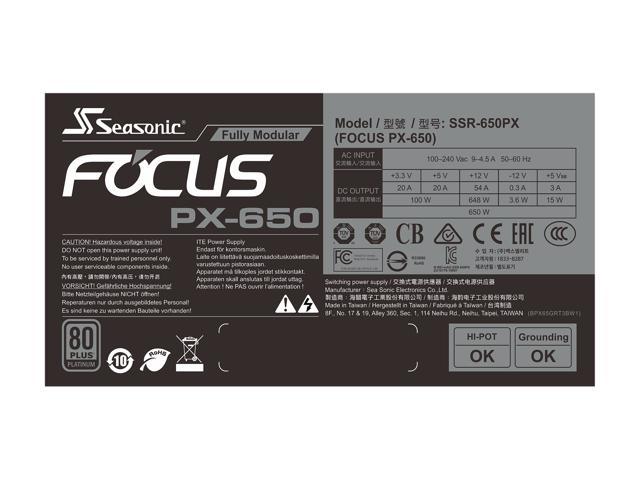 Seasonic FOCUS PX-650, 650W 80+ Platinum Full-Modular, Fan Control