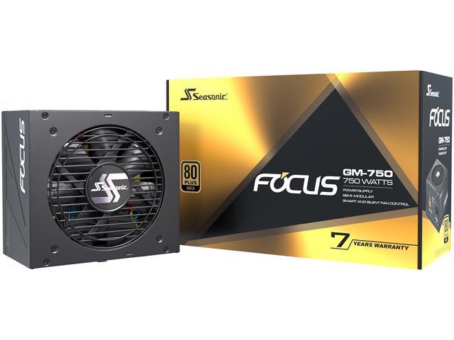 Seasonic FOCUS GM-750, 750W 80+ Gold, Semi-Modular, Fits All ATX Systems,  Fan Control in Silent and Cooling Mode, 7 Year Warranty, Perfect Power 