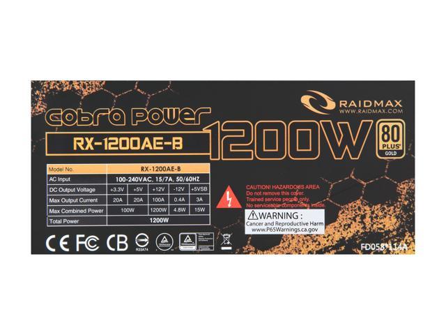 RAIDMAX Cobra Series RX-1200AE-B 1200 W Power Supply - Newegg.com