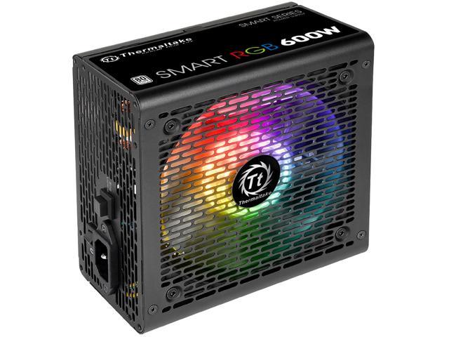 Thermaltake Smart RGB Series 600W SLI/CrossFire Ready Continuous Power ATX 12V V2.3 80 PLUS Certified 5 Year Warranty Active PFC Power Supply Haswell Ready PS-SPR-0600NHFAWU-1