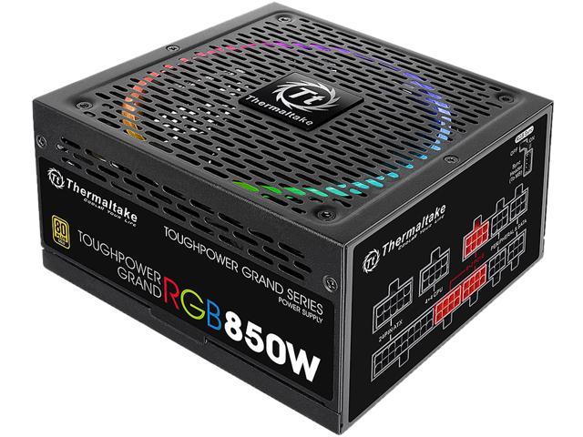 Thermaltake Toughpower Grand RGB 850W Gold RGB Sync Edition SLI/CrossFire Ready Continuous Power Smart Zero Fan ATX12V v2.4 / EPS v2.92 80 PLUS GOLD Certified 10 Year Warranty Full Modular Power Supply PS-TPG-0850FPCGUS-S