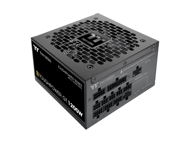 Thermaltake Toughpower GT 1200W; ATX 3.1; x2 Native PCIe 5.1 12V-2x6; Full Modular; Flat Cables; Color Matched Connectors; Japanese Main Capacitors; 80 Plus Gold Certified; 140mm; Black; PS-TPT-1200FN