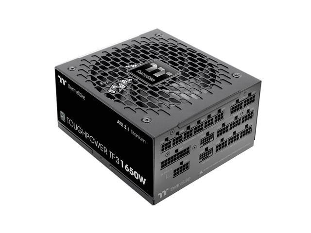 Thermaltake Toughpower TF3 1650W; ATX 3.1; x2 Native PCIe 5.1 12V-2x6; Full Modular; Etched Flat Cables; Multi/Single Rail OCM Toggle; 100% Japanese Capacitors; 80 Plus Titanium Certified; Black