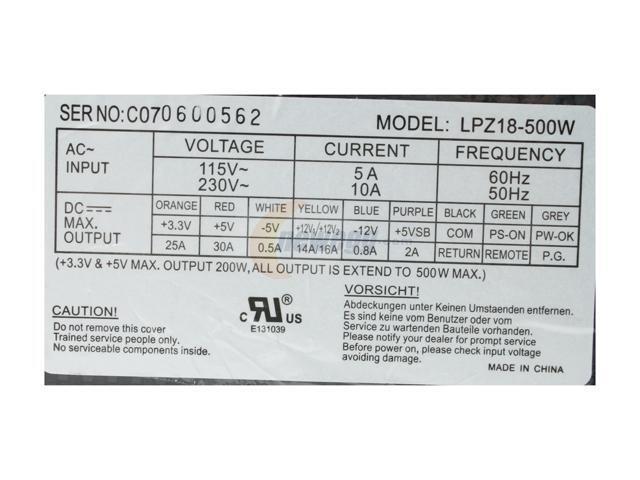 Linkworld LPZ18-500W 500 W Power Supply - Newegg.com