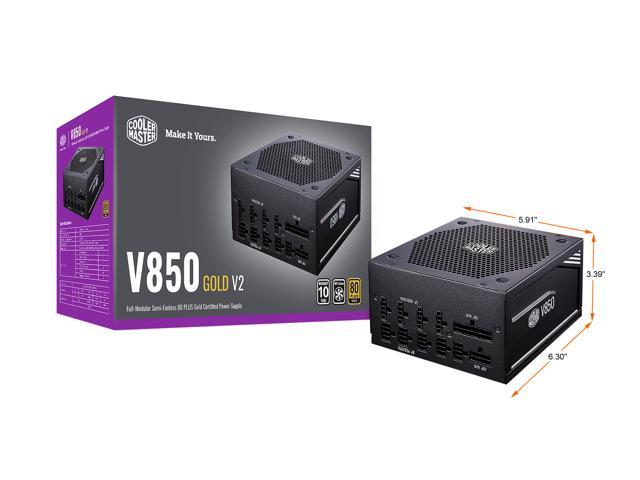 Cooler Master V850 Gold V2 Full Modular, 850W, 80+ Gold Efficiency,  Semi-fanless Operation, 16AWG PCIe high-efficiency cables, 10 Year Warranty