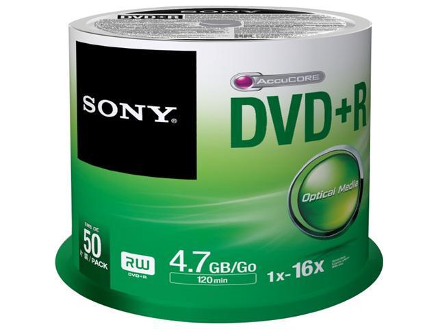 Sony DVD Recordable Media - DVD+R - 16x - 4.70 GB - 50 Pack Spindle