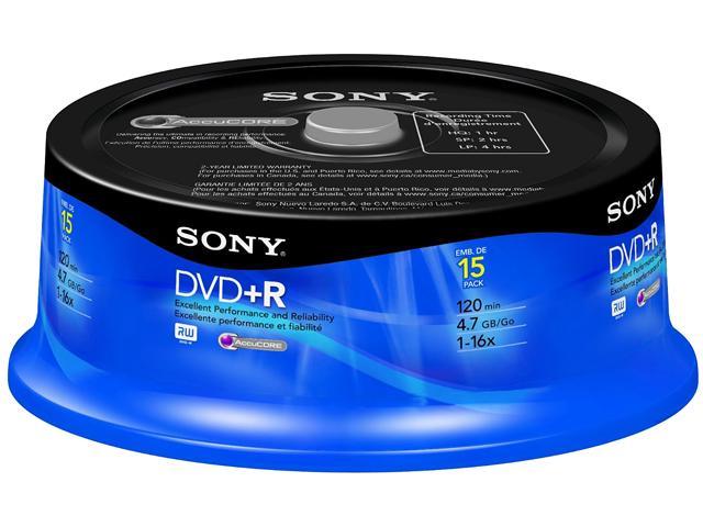 Sony DVD Recordable Media - DVD+R - 16x - 4.70 GB - 15 Pack Spindle