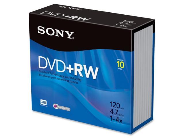 Sony DVD Rewritable Media - DVD+RW - 4x - 4.70 GB - 10 Pack Slim Jewel Case