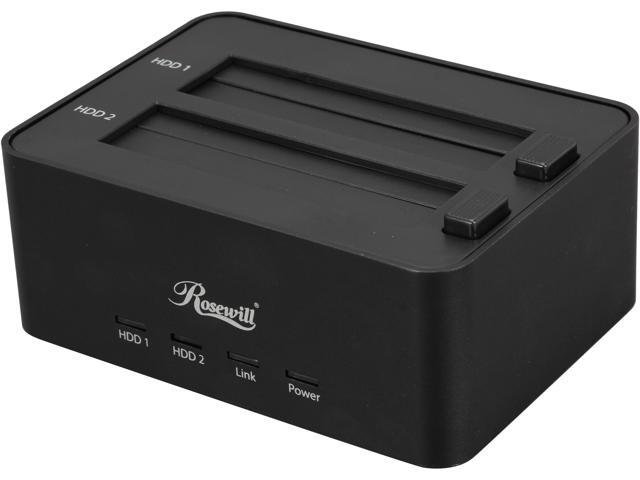 Rosewill RDDO-13002 - Dual Bay Docking Station for 2.5" & 3.5" HDDs - Black, SATA USB 2.0 & eSATA, Rigid Aluminum Casing And Internal Plastic Shield