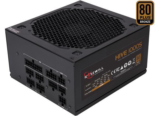 Rosewill HIVE Series, HIVE-1000S, 1000W Fully Modular Power Supply, 80 PLUS BRONZE Certified, Single +12V Rail,  SLI & CrossFire Ready, Black