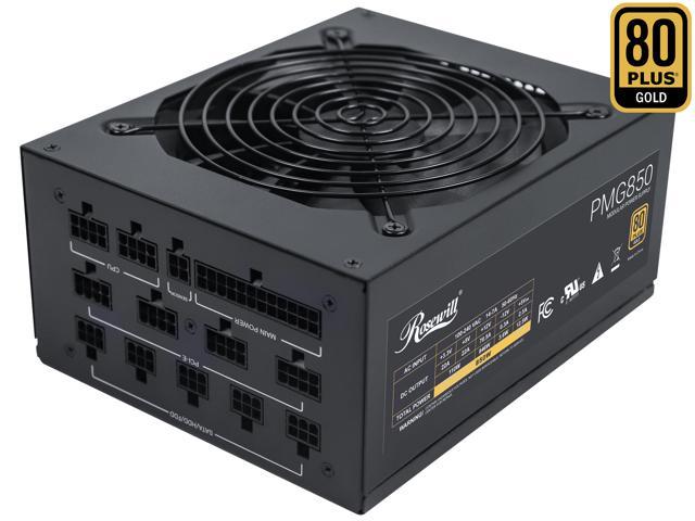 Rosewill PMG 850, 80+ Gold Certified, 850W Fully Modular Power Supply, Low Noise, Black
