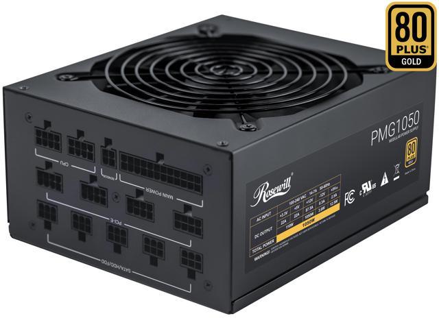 Rosewill PMG Series, PMG1050, 1050W Fully Modular Power Supply, 80 PLUS GOLD Certified, Low Noise, Single +12V Rail, SLI & CrossFire Ready, Black