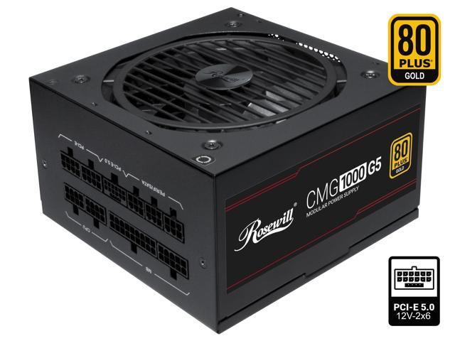 Rosewill CMG5 1000W, ATX 3.0 & 3.1 Compatible, 80+ Gold Full Modular Power Supply, PCIe 5.0 600W 12V-2x6 Connector, Japanese Capacitor, 120mm FDB Fans - CMG1000G5