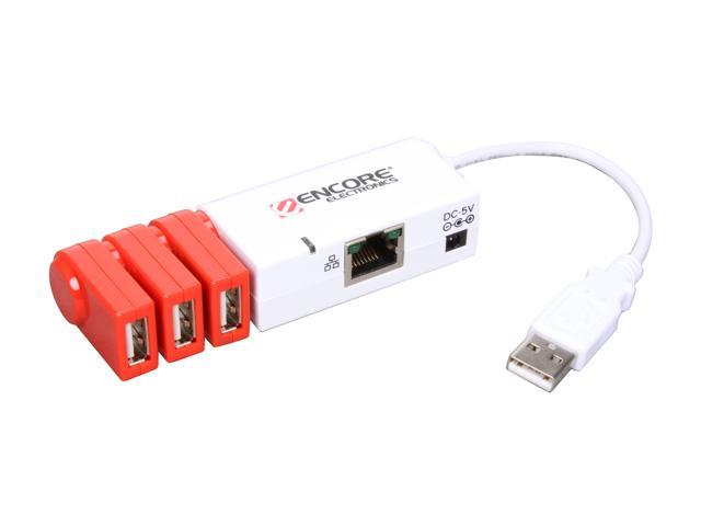 ENCORE ENUET-3USB 3-Port USB2.0 Hub with Ethernet Adapter