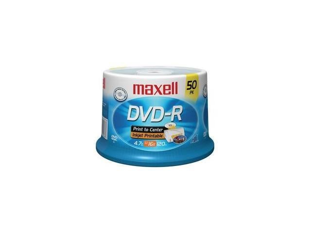 maxell 4.7GB 16X DVD-R White Inkjet Hub Printable 50 Packs Spindle Disc Model 638022