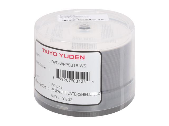 TAIYO YUDEN 4.7GB 16X DVD-R Water Shield White Inkjet Hub Printable 50 ...